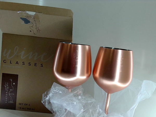 Gustonostro Stainless Steel Wine Glass Set - 18 Oz, Light Pink